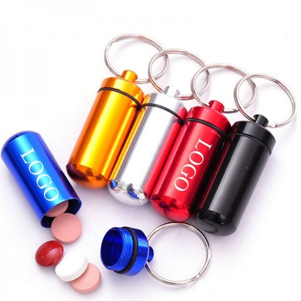 Aluminum Pill Bottle Keychain
